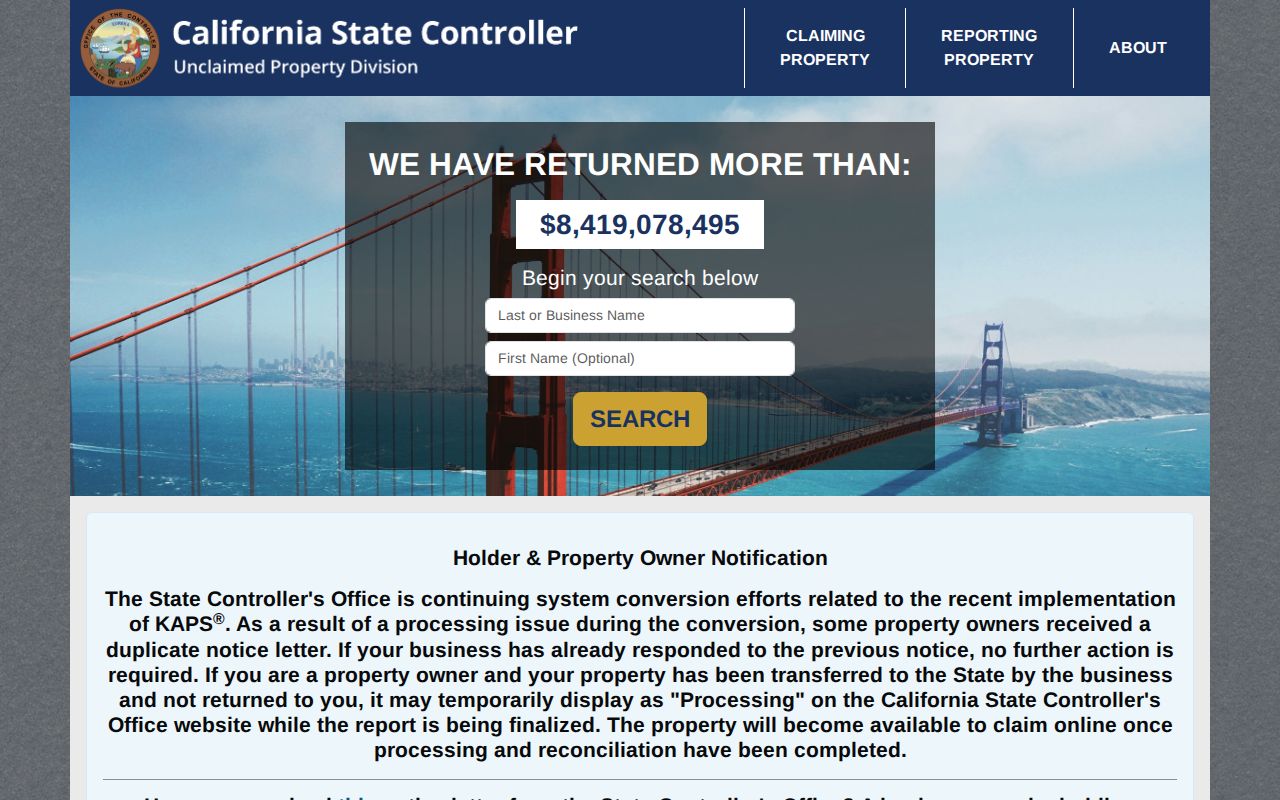 Santa Cruz residents directory unclaimed property search