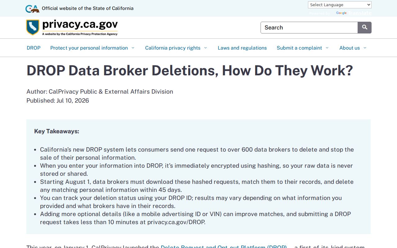 Santa Cruz neighbors California DROP data broker deletion