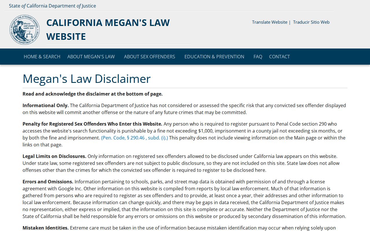 Santa Cruz resident lookup California Megan's Law search