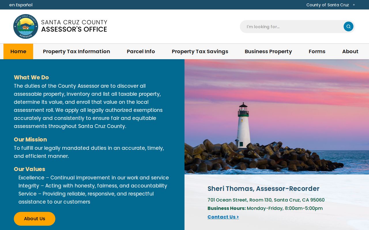 Santa Cruz street directory County Assessor office