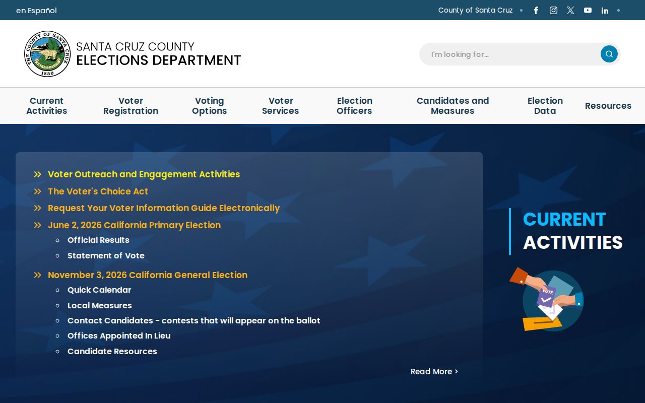 Santa Cruz ZIP code directory county elections information